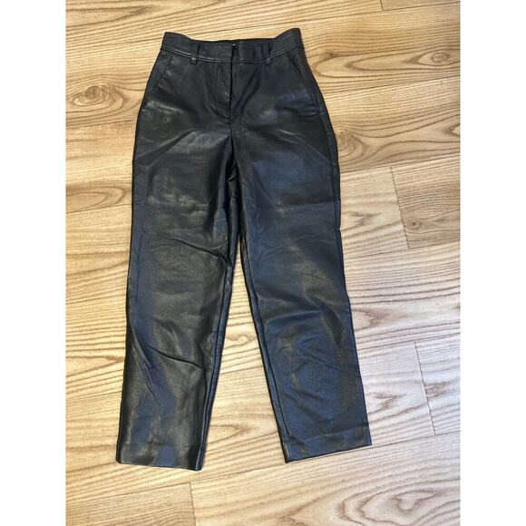 Aritzia Babaton Faux Leather Pants Black Womens Size 00 - Picture 2 of 5